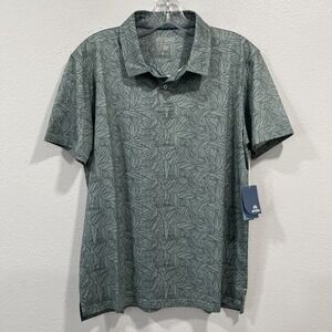 Amble Polo Shirt Men L Viewpoint Green Floral AOP Performance Preppy Golf Summer